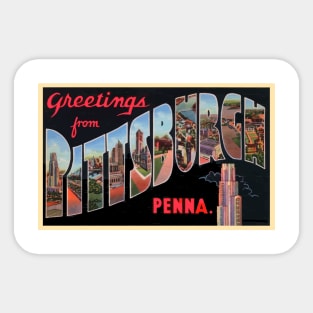 Greetings from Pittsburgh, Penna. - Vintage Large Letter Postcard Sticker